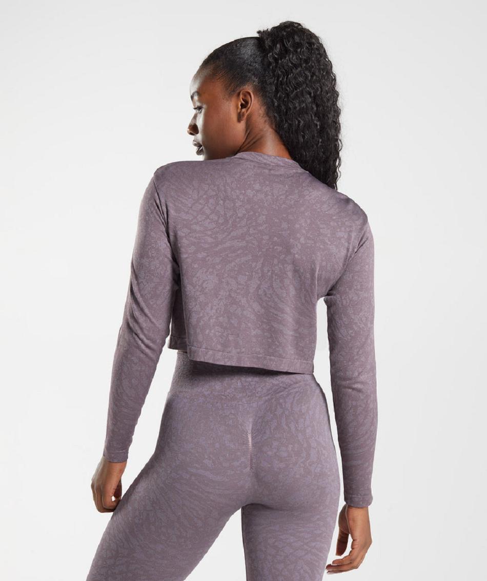 Long Sleeve Damskie Gymshark Adapt Animal Seamless Fioletowe | PL 2782WNB